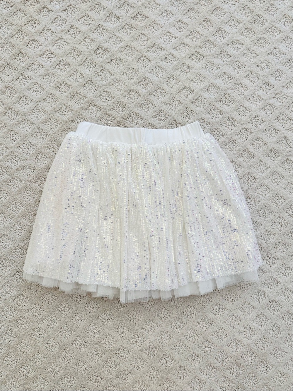 Doe A Dear Girls White Sequin Tulle Skirt. 6